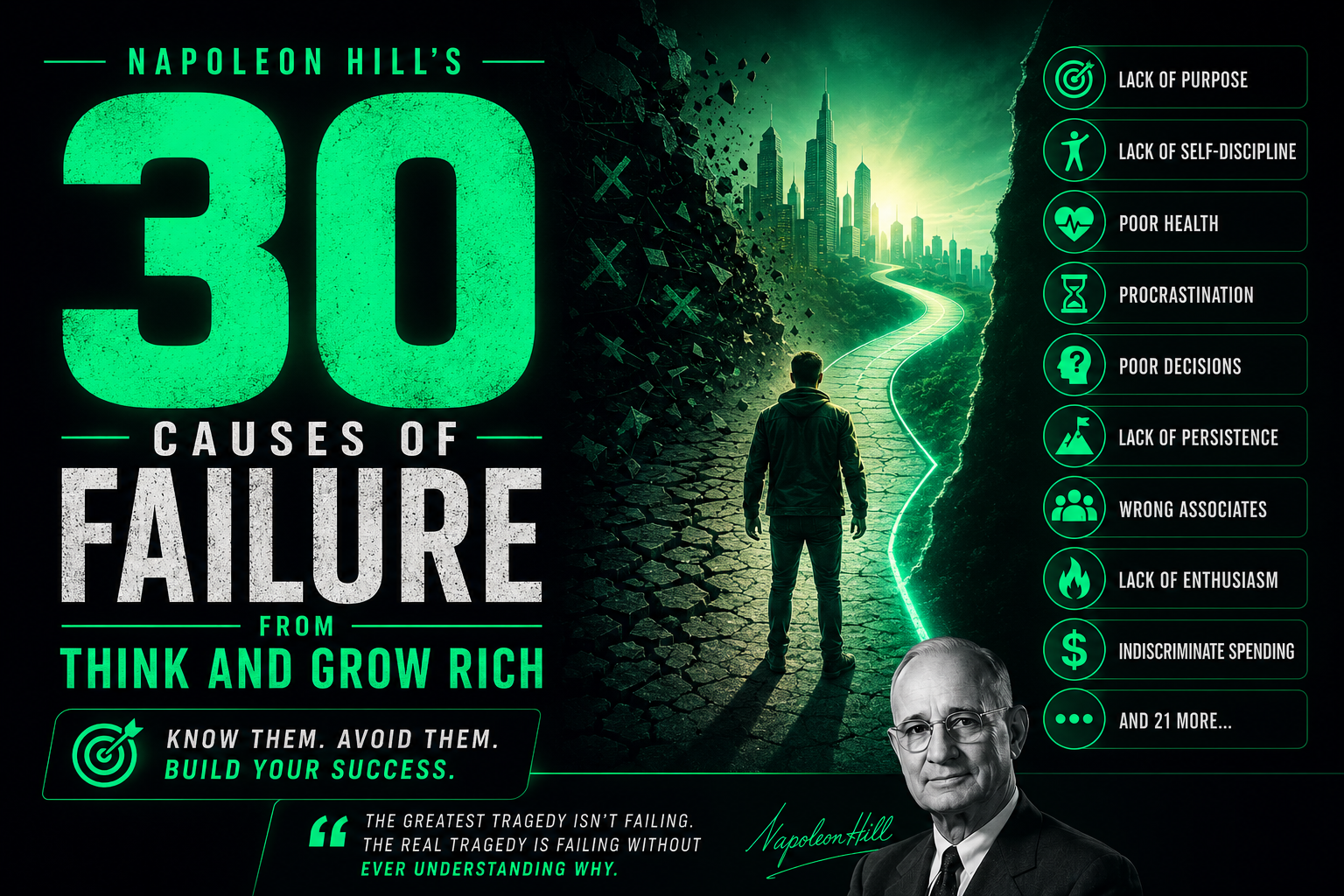 You are currently viewing Why Do People Fail in Life? Napoleon Hill’s 30 Causes of Failure (Think and Grow Rich)